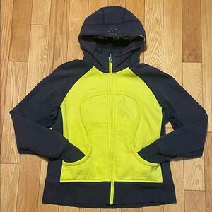 lululemon athletica Neon Yellow and Navy Zip Hoodie